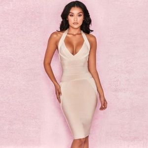 Nude halter bandage dress